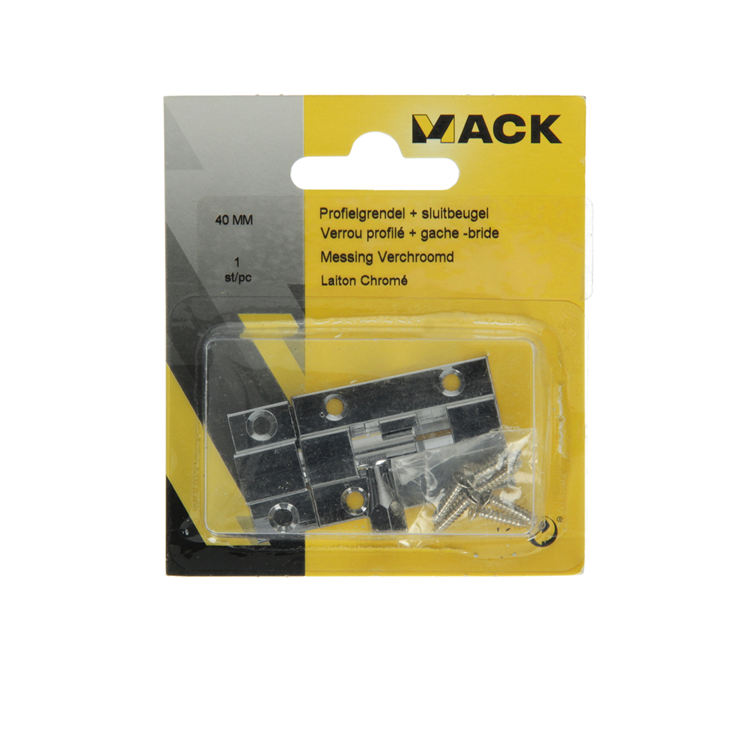 Mack 1013715 - 1 loquet coulissant en laiton chromé a 40 - b 13 mm | 5 pièces