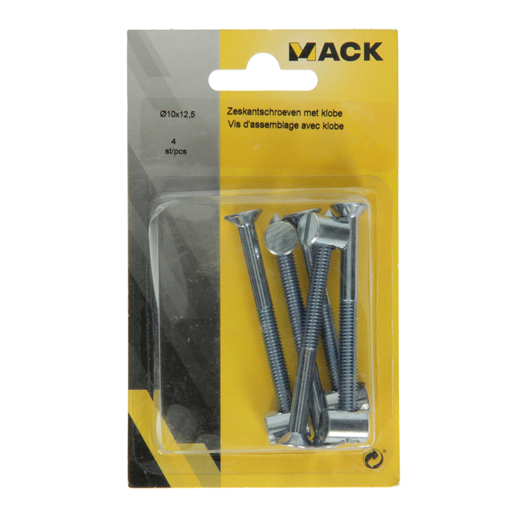 Mack 1013836 - 4 vis de liaison avec écrou cruciforme m6x70 + m10x12,5 | 5 pièces