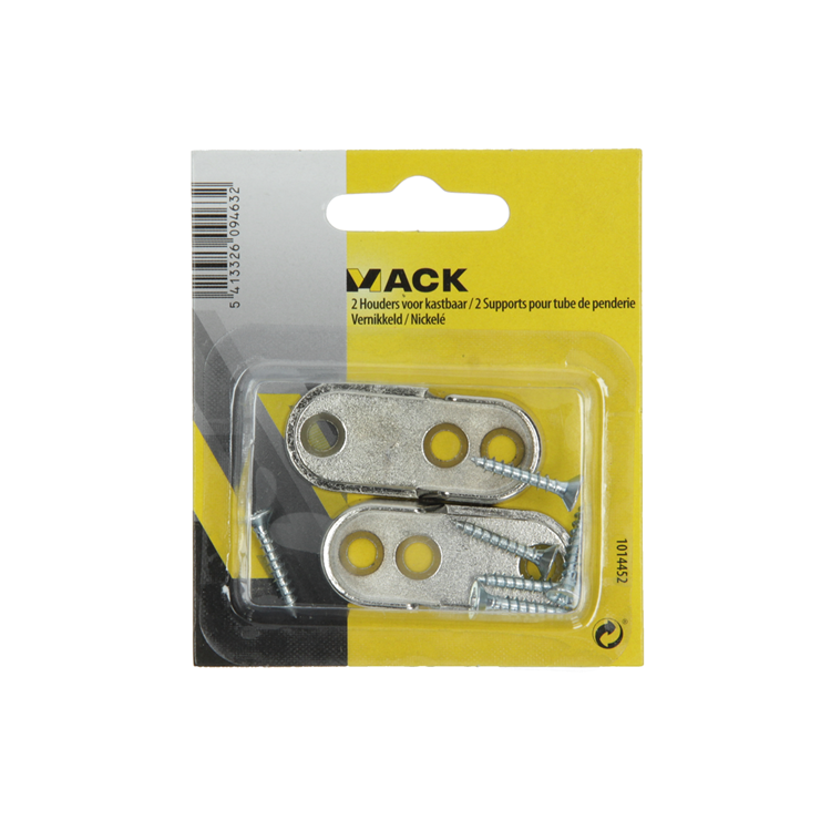 Mack 1014452 - 2 supports pour barre de meuble nickelé | 5 pièces
