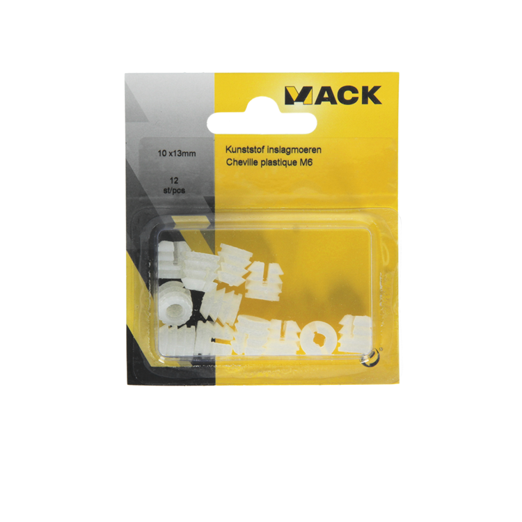 Mack 1014488 - 12 écrous à chocs en plastique m6 ø 11 mm x 11 mm | 10 pièces