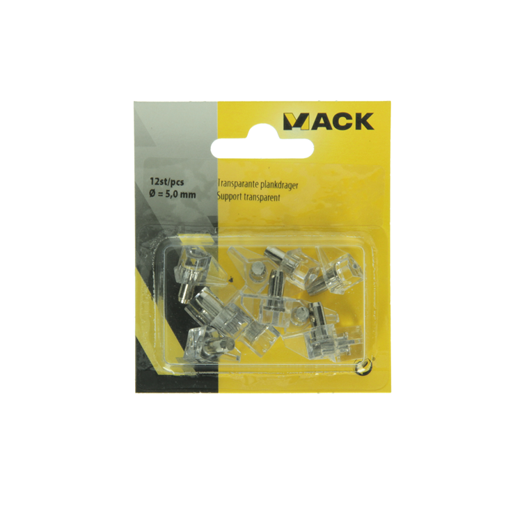 Mack 1014490 - 12 supports d'étagère transparents ø 5 mm | 5 pièces