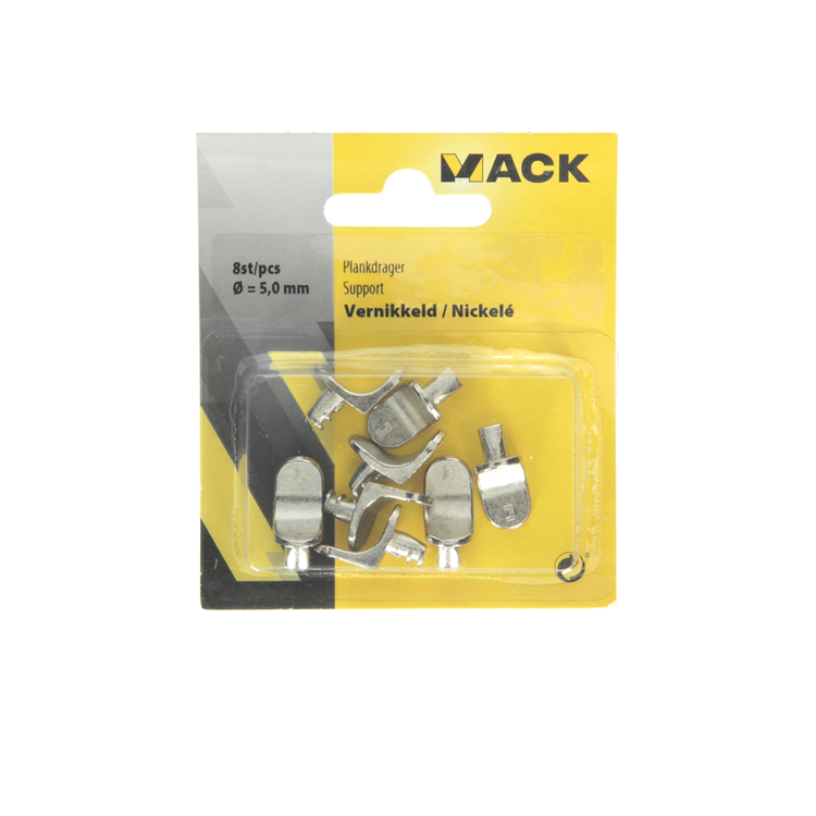Mack 1014491 - 8 équerres d'étagère nickelées ø 5 mm | 5 pièces
