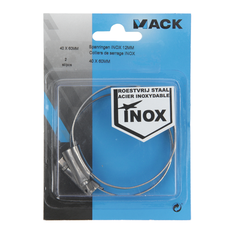 Mack 1011666 - 2 anneaux de tension inox 12mm 40x60mm | 10 pièces