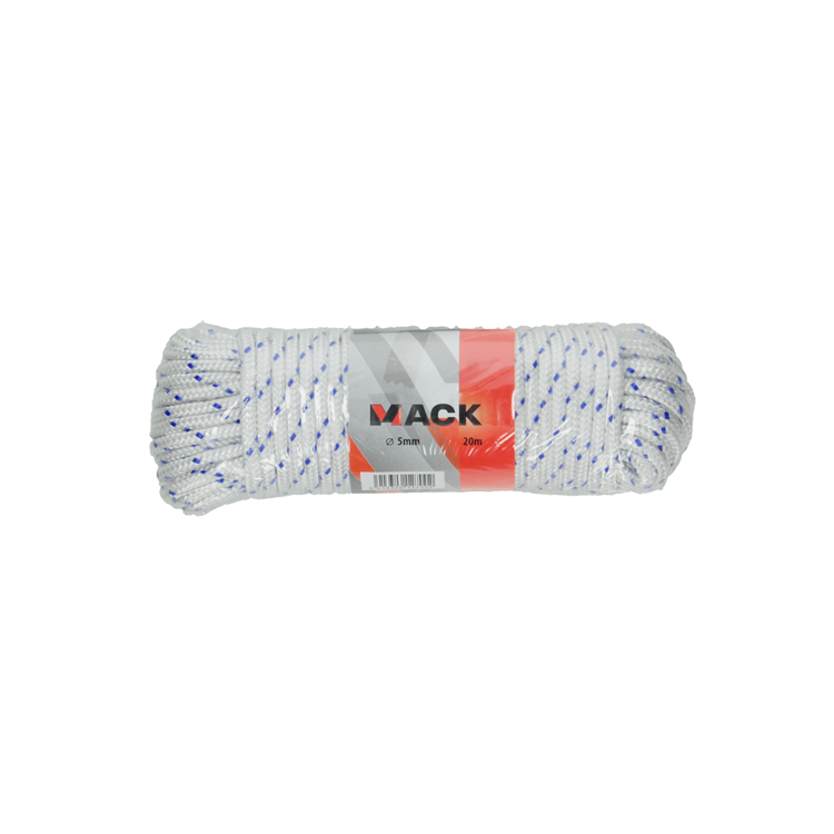 Mack 1014932 - pp tressé blanc bleu brin5mm 20m | 5 pièces