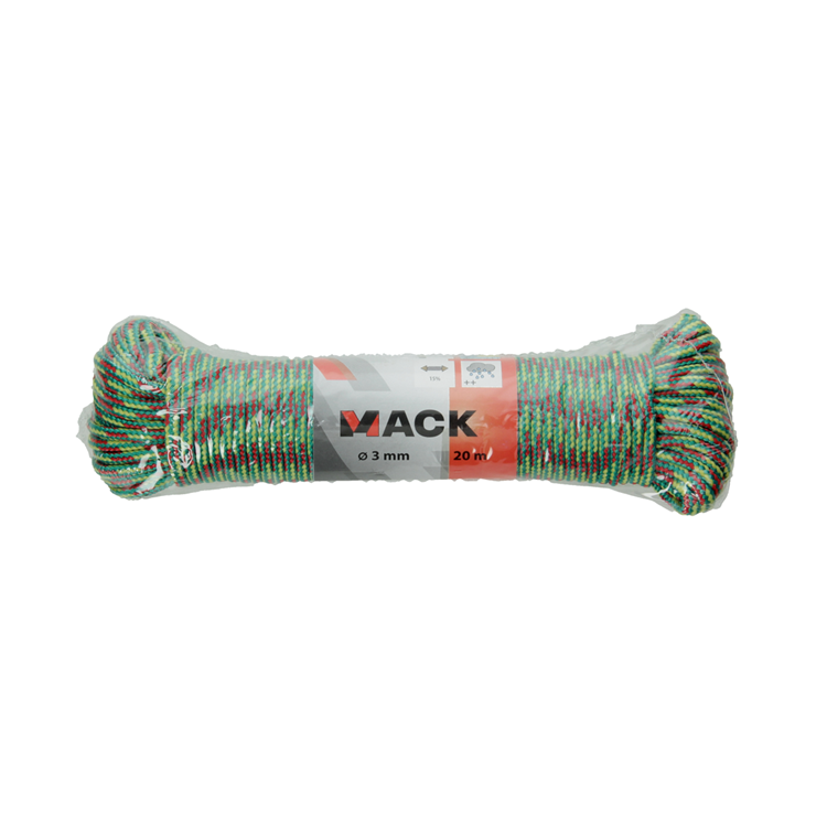 Mack 1014939 - corde de sport brin tressé pp3mm 20m | 5 pièces