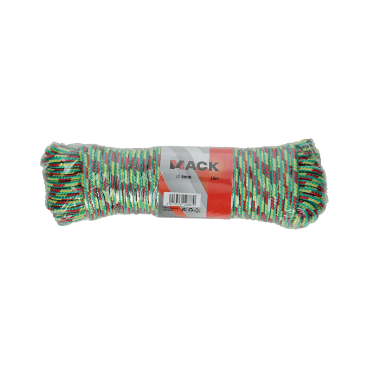 Mack 1014941 - corde de sport pp tressé toron 6mm 20m | 5 pièces
