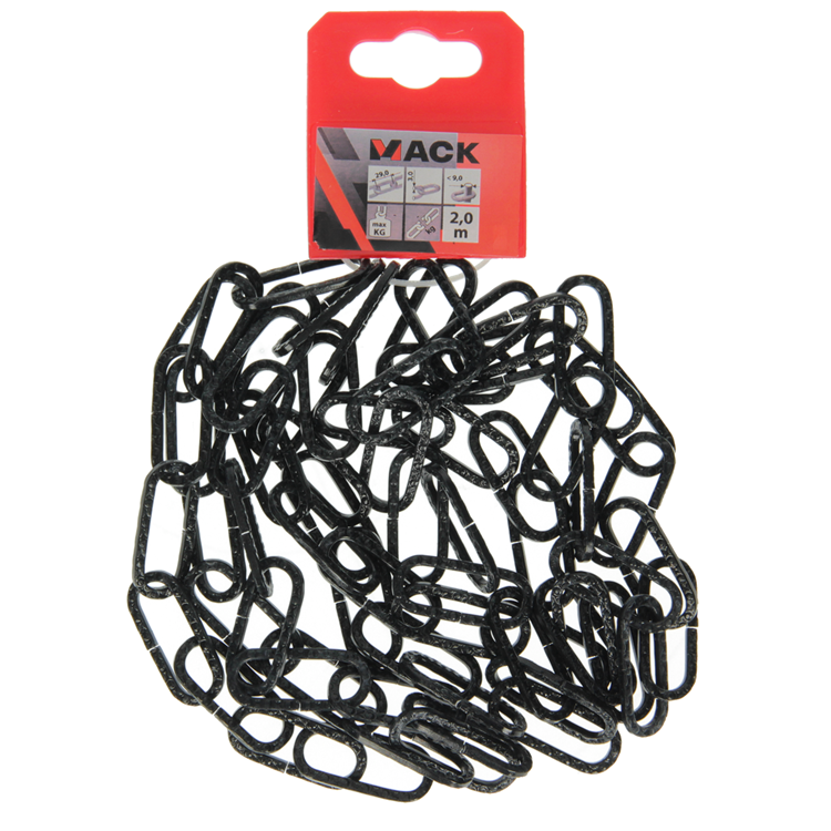 Mack 1015125 - chaîne décorative noir plat ø 3mm l 29mm 2m | 5 pièces