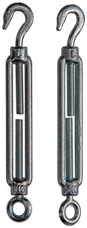 Mack 1008446 - 2 œillets tendeurs + crochet m6 x 110mm galvanisé | 10 pièces