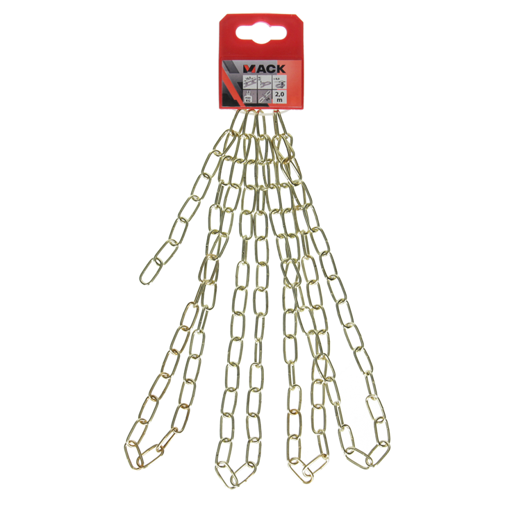 Mack 1015128 - chaîne décorative laiton plaqué ø 2mm l 16mm 2m | 5 pièces