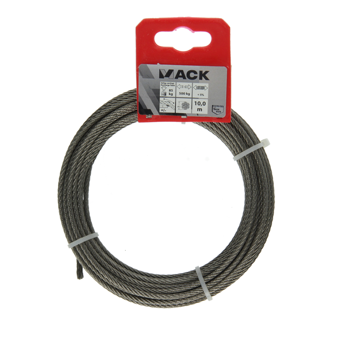 Mack 1015193 - câble en acier 7x7 acier inoxydable aisi 316 103mm largeur 90 kg din en 12385-4 | 5 pièces