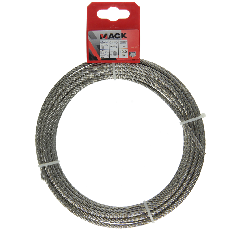 Mack 1015194 - câble en acier 7x7 acier inoxydable aisi 316 104mm largeur 150 kg din en 12385-4 | 5 pièces