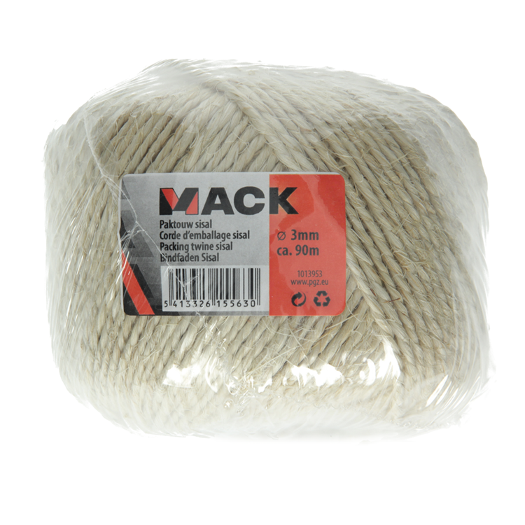 Mack 1013953 - bobine de corde d'emballage en sisal 3mm environ. 90m | 5 pièces