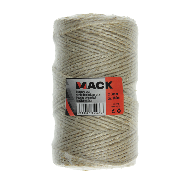 Mack 1013954 - bobine de corde d'emballage en sisal 3mm environ. 180m | 10 pièces