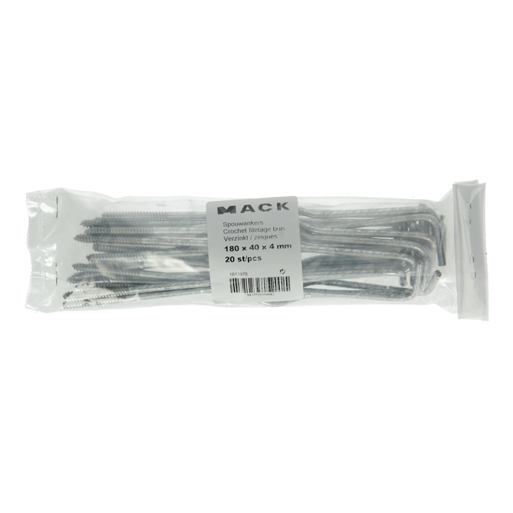 Mack 1013970 - 20 attaches murales galvanisées 180x40x4mm | 5 pièces