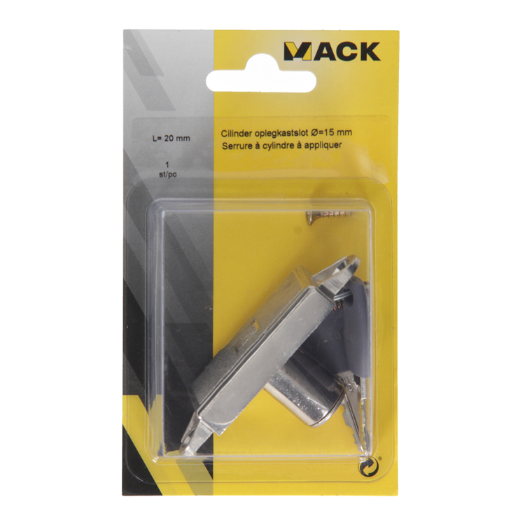 Mack 1014018 - serrure d'armoire à cylindre en saillie ø 15 mm l20 mm | 5 pièces