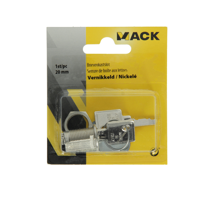 Mack 1014020 - serrure pour armoire aux lettres nickelée 20 mm | 5 pièces