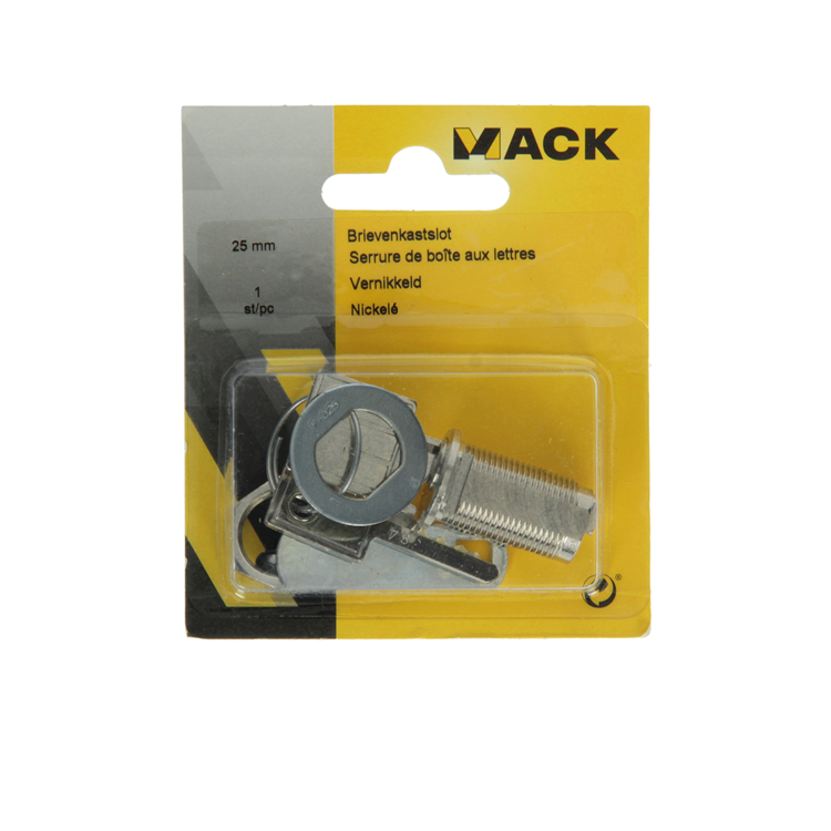 Mack 1014021 - serrure pour armoire aux lettres nickelée 25 mm | 5 pièces