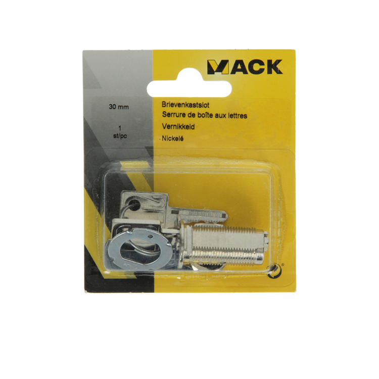 Mack 1014022 - serrure pour armoire aux lettres nickelée 30 mm | 5 pièces