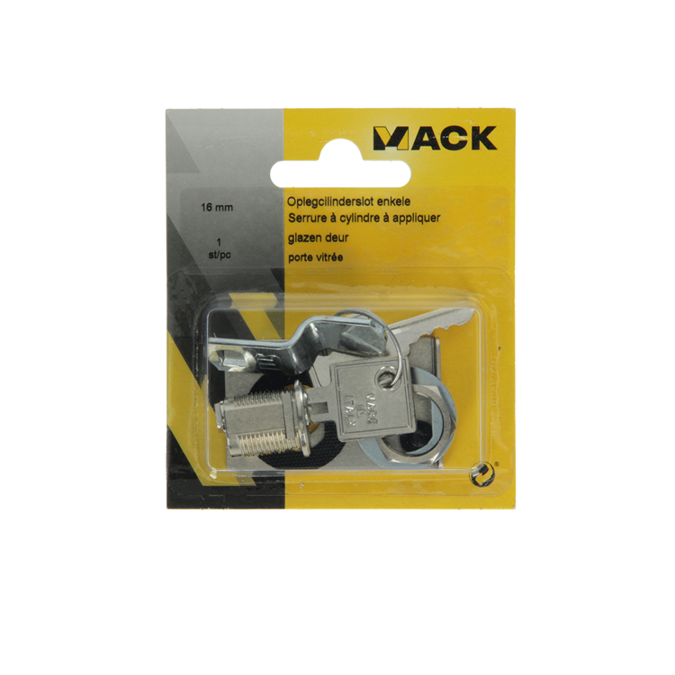Mack 1014023 - serrure à cylindre en saillie pour porte en verre 16 mm | 5 pièces