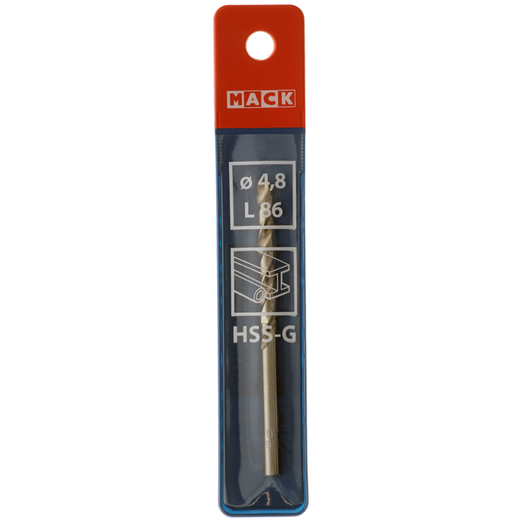 Mack 1018191 - foret à métaux hss g din 338 ø 4,8 x 86 mm | 5 pièces