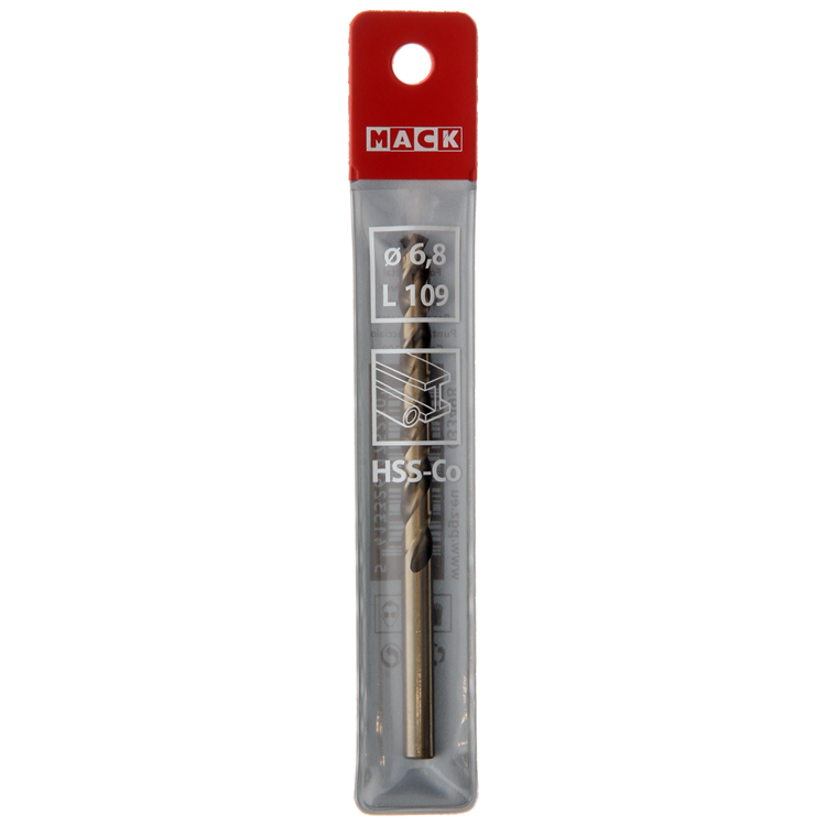 Mack 1018200 - foret à métaux hss co5% din 338 ø 6,8 x 109 mm | 5 pièces