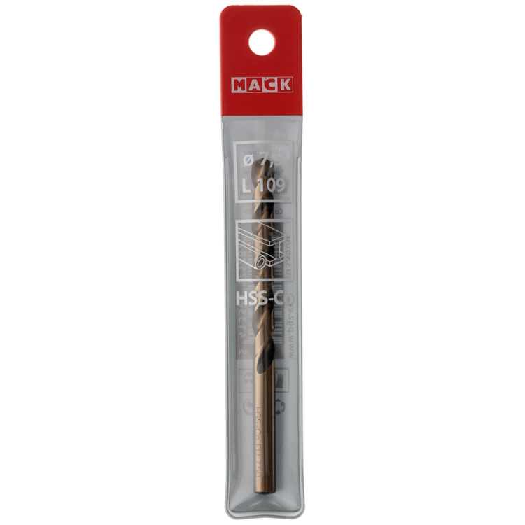 Mack 1018201 - foret à métaux hss co5% din 338 ø 7,5 x 109 mm | 5 pièces
