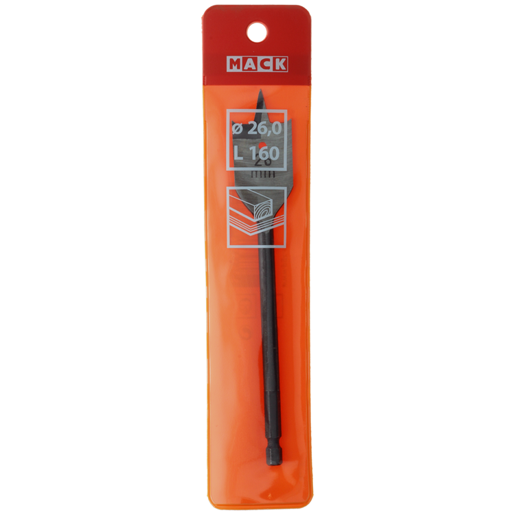 Mack 1018254 - foret à bois plat DIN 7487 ø 26,0 x 160 mm | 5 pièces