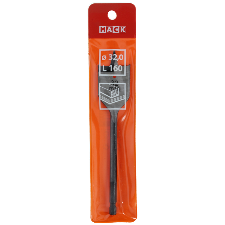 Mack 1018256 - foret à bois plat DIN 7487 ø 32,0 x 160 mm | 5 pièces