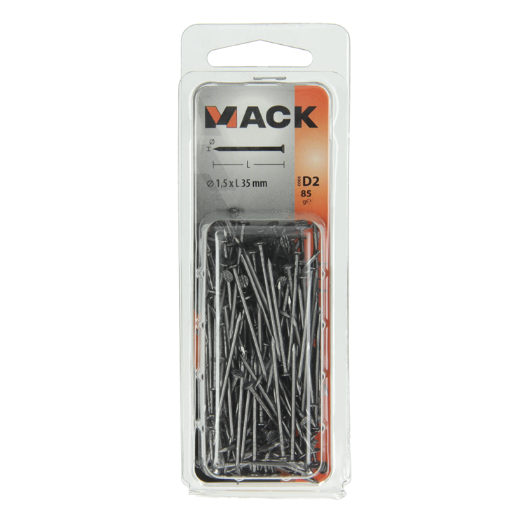 Mack 1017111 - clou fin tête plate 85 gr 1,5 x 35 mm | 5 pièces