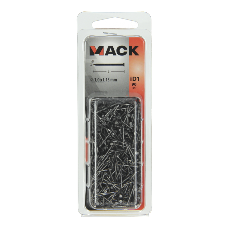 Mack 1017113 - clou tête plate 90 gr 1,0 x 15 mm | 5 pièces