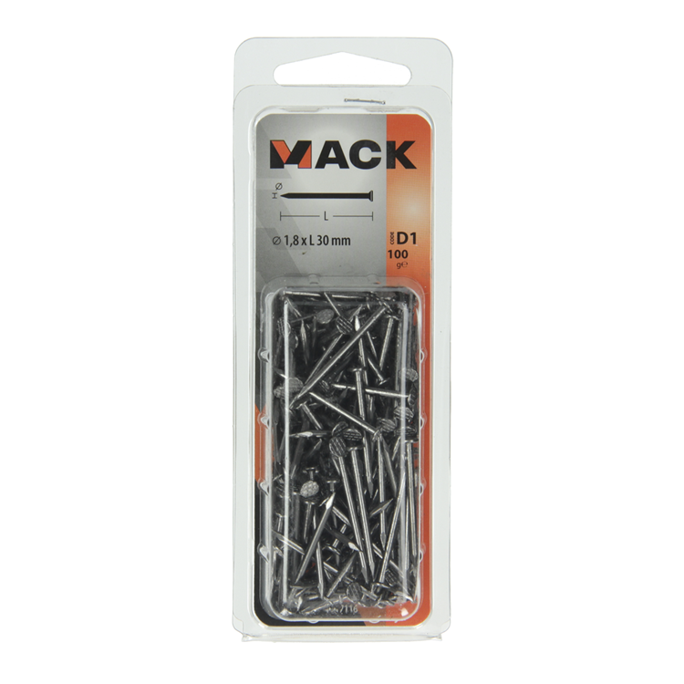 Mack 1017116 - clou tête plate 100 gr 1,8 x 30 mm | 5 pièces