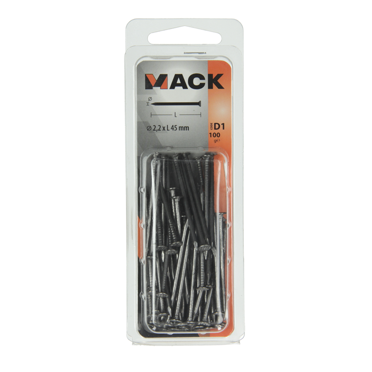 Mack 1017119 - clou tête plate 100 gr 2,2 x 45 mm | 5 pièces