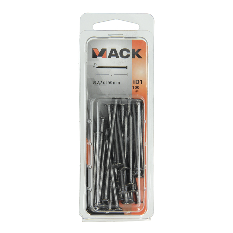 Mack 1017120 - clou tête plate 100 gr 2,7 x 50 mm | 5 pièces