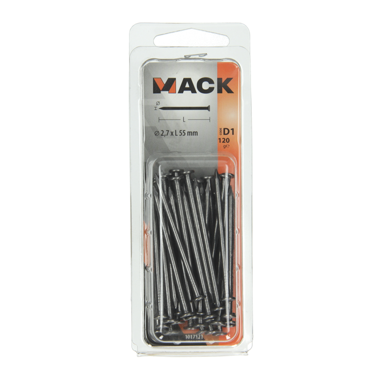 Mack 1017121 - clou tête plate 120 gr 2,7 x 55 mm | 5 pièces