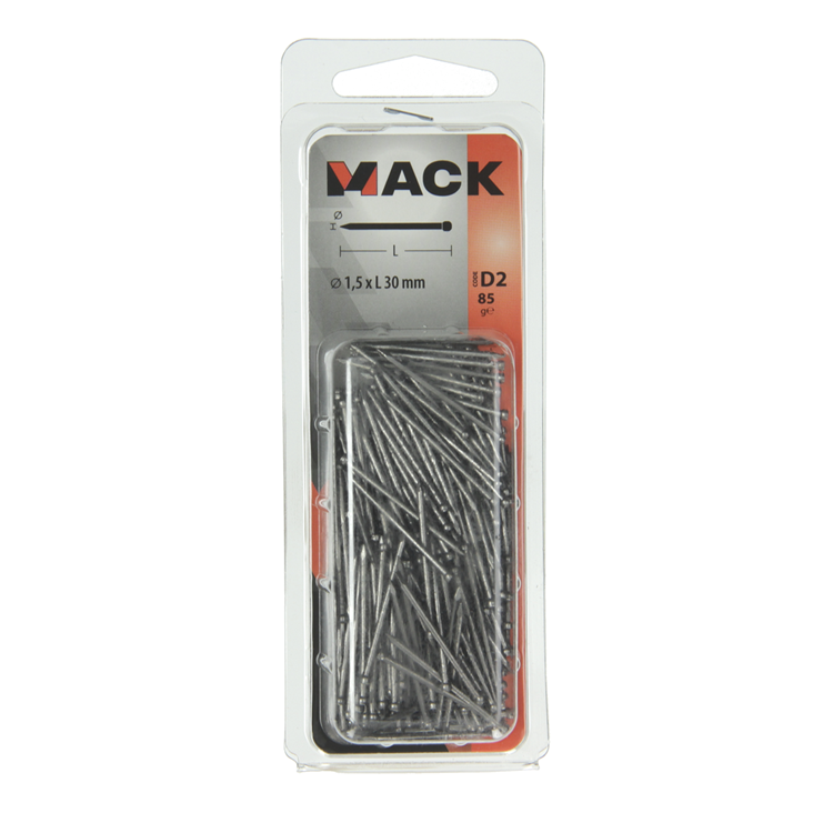 Mack 1017131 - clou fin tête ronde 85 gr 1,5 x 30 mm | 5 pièces