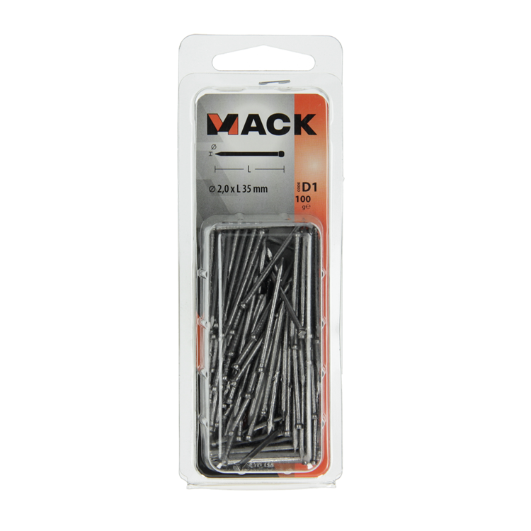 Mack 1017138 - clou tête ronde 100 gr 2,0 x 35 mm | 5 pièces