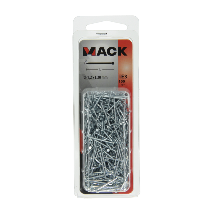 Mack 1017156 - clou tête ronde acier galvanisé 100 gr 1,2 x 20 mm | 5 pièces