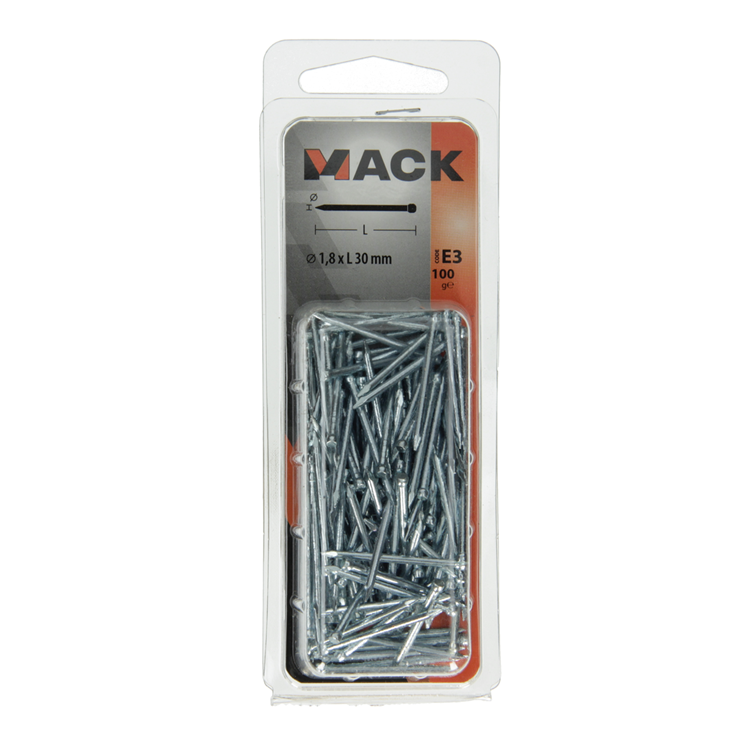Mack 1017158 - clou tête ronde acier galvanisé 100 gr 1,8 x 30 mm | 5 pièces