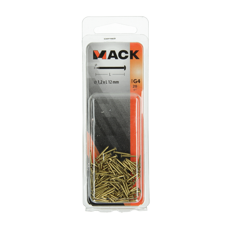 Mack 1017167 - clou tête convexe laiton 20 gr 1,2 x 12 mm | 10 pièces