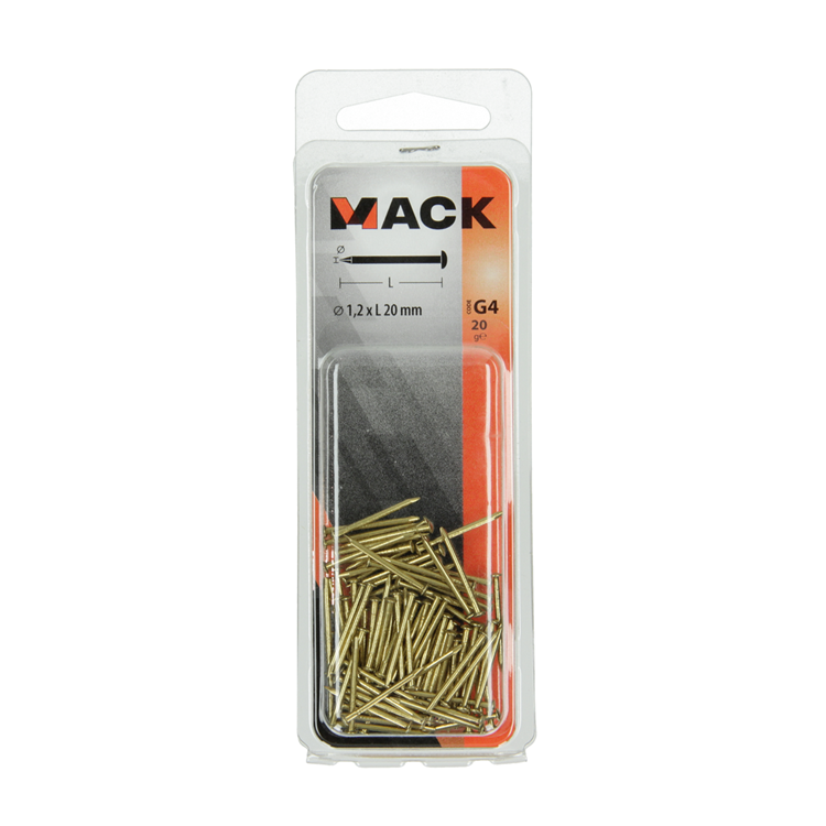 Mack 1017168 - clou tête convexe laiton 20 gr 1,2 x 20 mm | 10 pièces