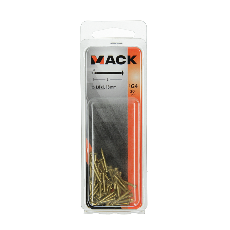 Mack 1017172 - clou tête convexe laiton 20 gr 1,8 x 18 mm | 10 pièces