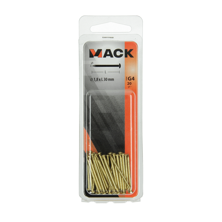 Mack 1017173 - clou tête convexe laiton 20 gr 1,8 x 30 mm | 10 pièces