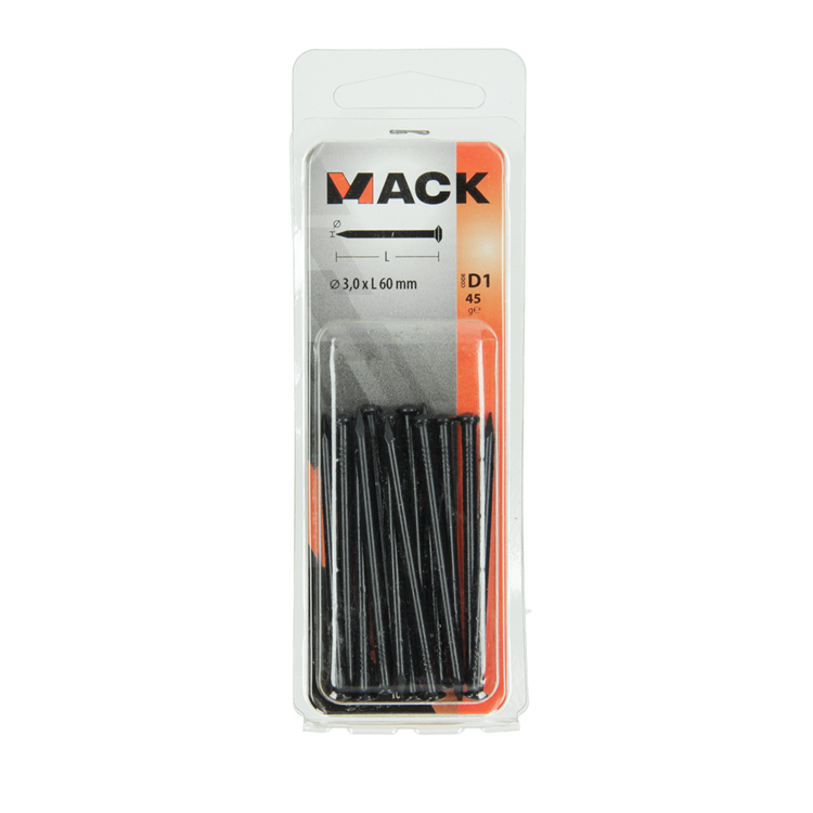 Mack 1017183 - clou en acier bvk acier bleui 45 gr 3,0 x 60 mm | 10 pièces