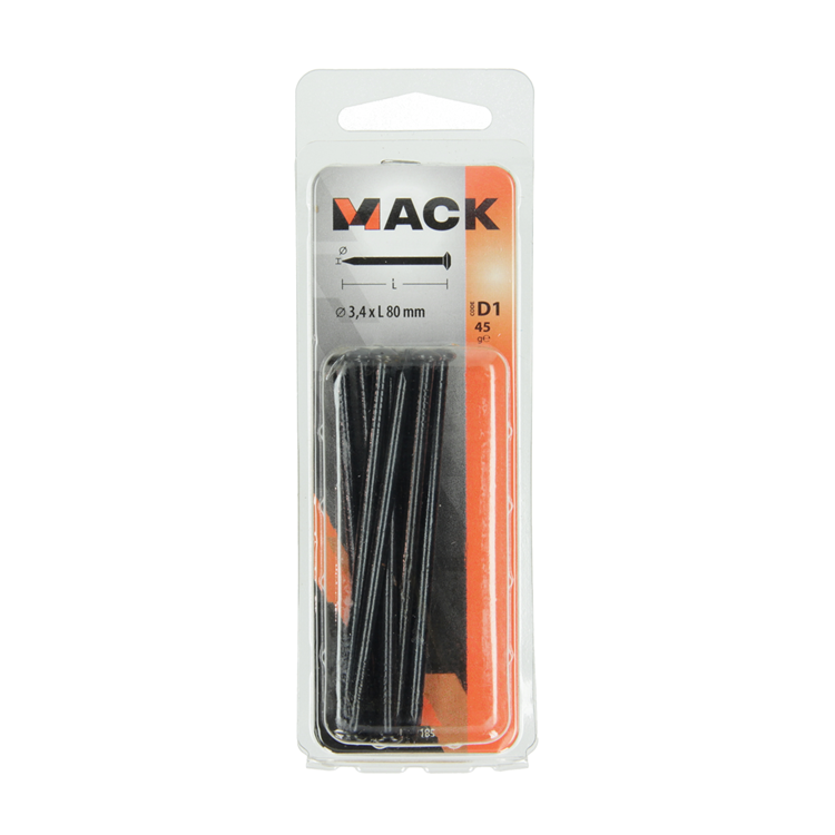 Mack 1017185 - clou en acier bvk acier bleui 45 gr 3,4 x 80 mm | 10 pièces