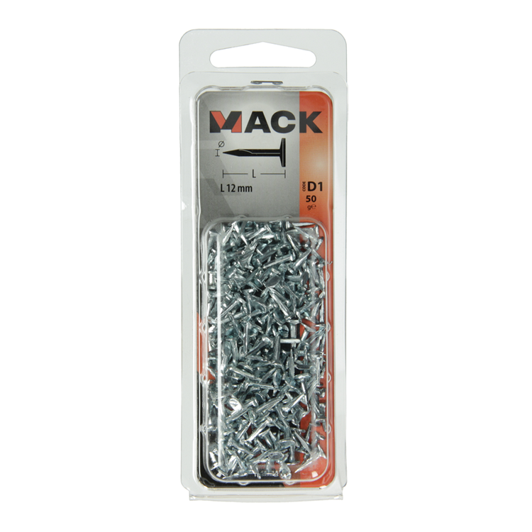 Mack 1017190 - bloc clou acier galvanisé 50 gr12 mm | 10 pièces