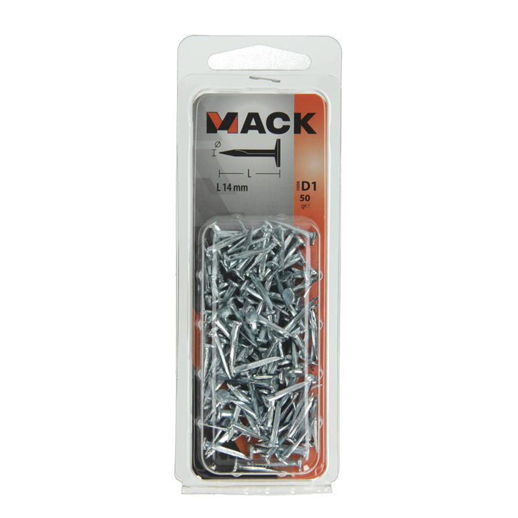 Mack 1017191 - block nail galvanized steel 50 gr14 mm | 10 pièces