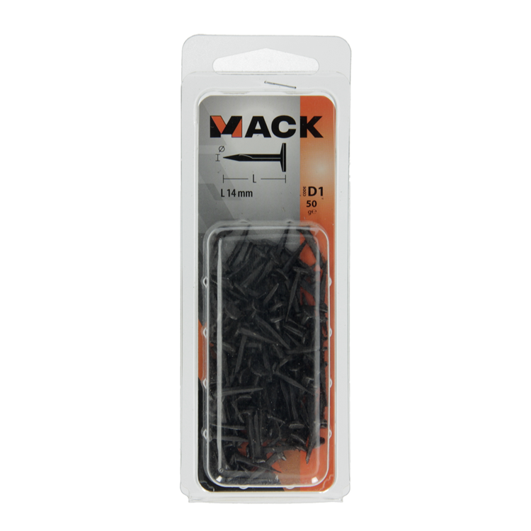 Mack 1017194 - bloc clou acier bleui 50 gr14 mm | 10 pièces