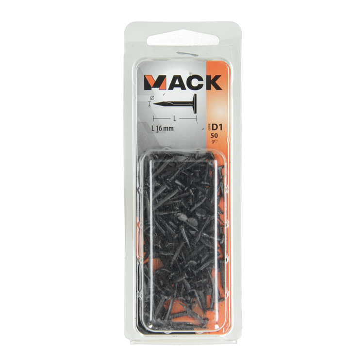 Mack 1017195 - bloc clou acier bleui 50 gr16 mm | 10 pièces