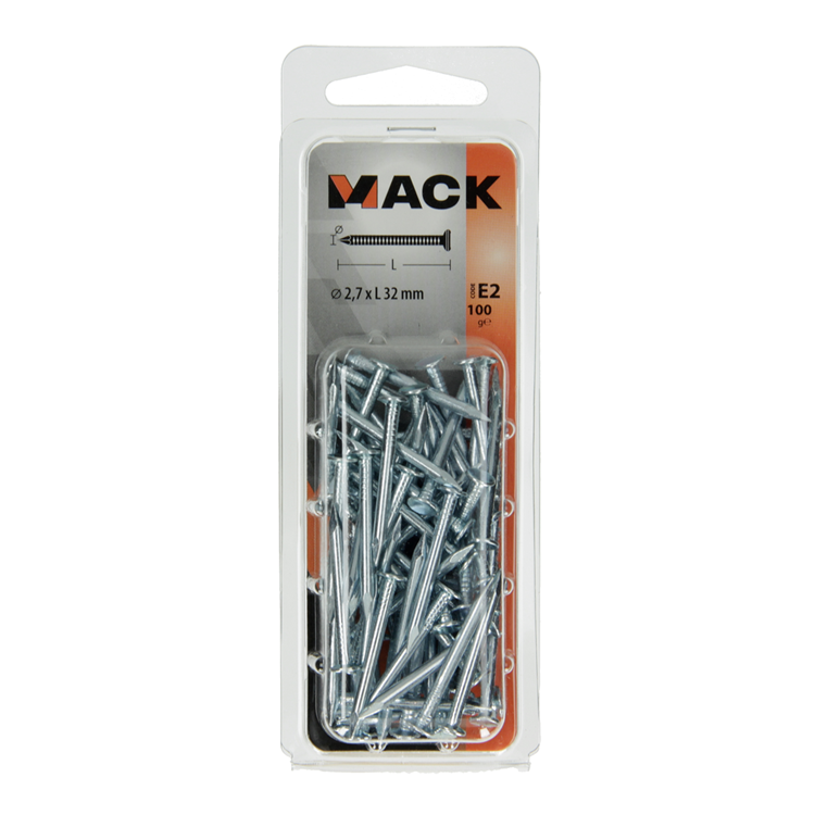 Mack 1017199 - clou pour plaques de plâtre acier galvanisé 100 gr 2,7 x 32 mm | 5 pièces