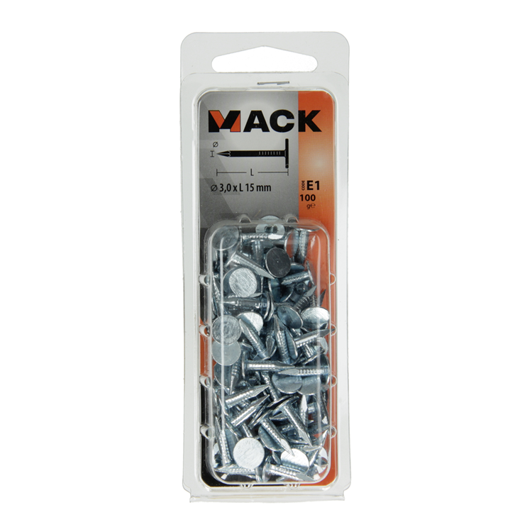 Mack 1017200 - clou de schiste en acier galvanisé 100 gr 3,0 x 15 mm | 5 pièces